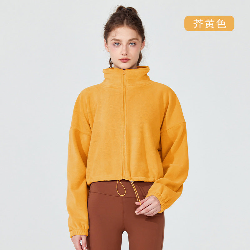 08/2024 update new color 12/2023 Autumn and winter lamb velvet sweatshirt, polar fleece jacket for women, stand collar, loose, sporty, warm, Ollie velvet Maillard color