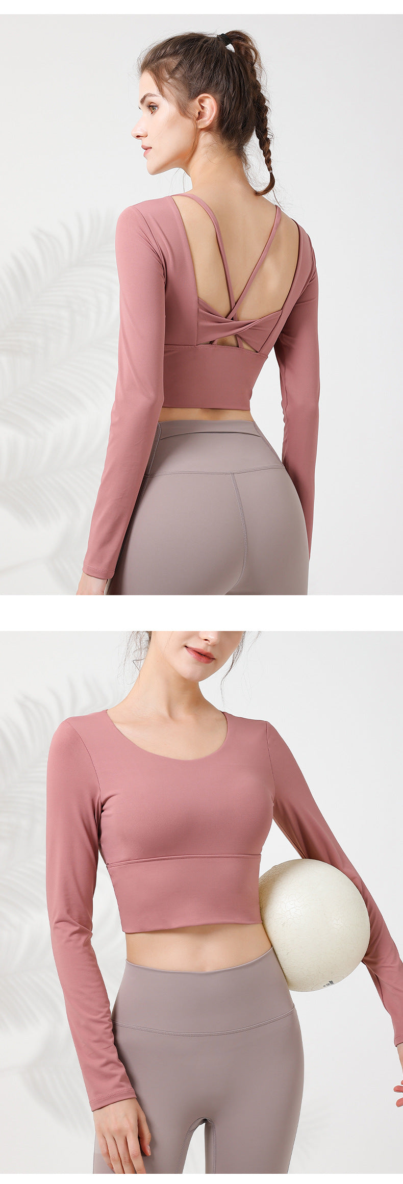 2023.08 New Butterfly Beautiful Back Sports Long Sleeve Women Widening Hem Outdoor Fitness Running Wear Removable One-piece Chest Pad