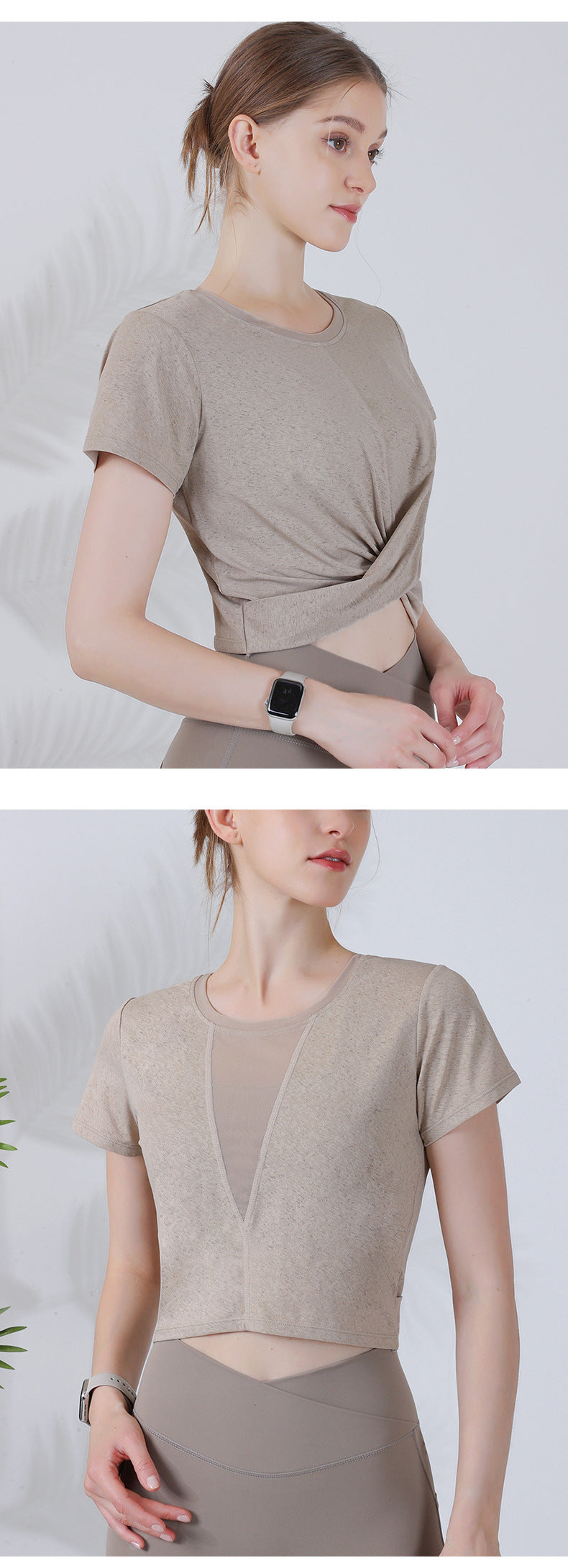 2 wear sports T-shirt female yoga clothing cool feeling breathable fitness top running short-sleeved blouse