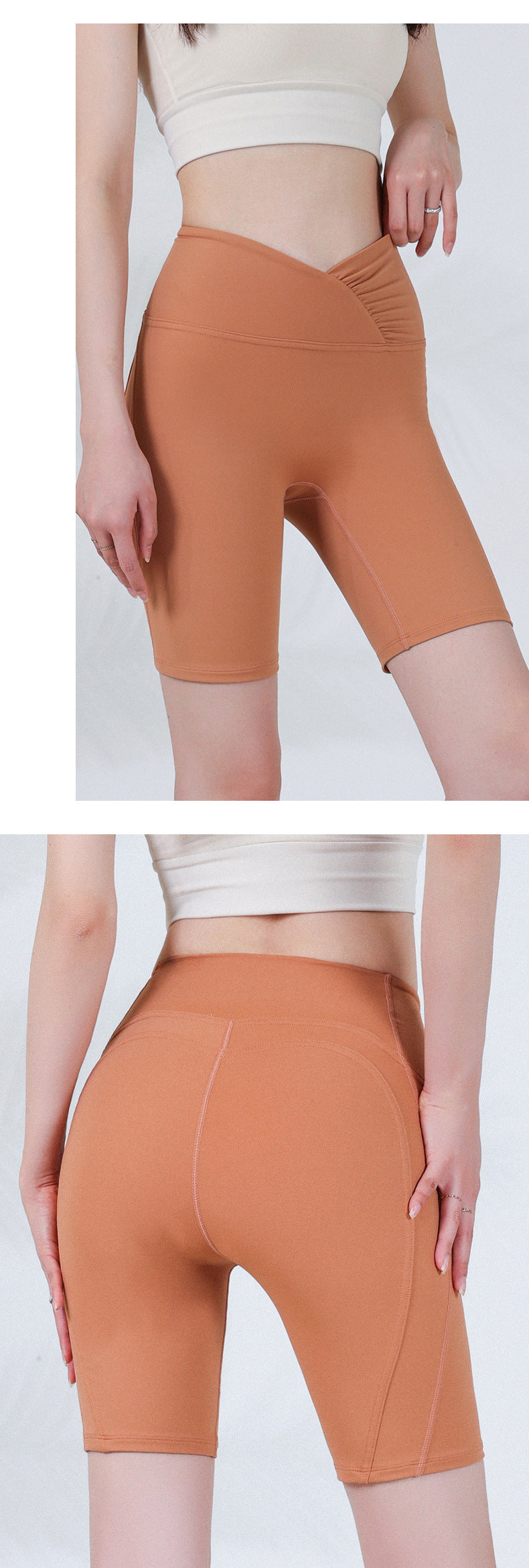 Sports shorts female fitness bag hip pants high waist tight hip yoga pants