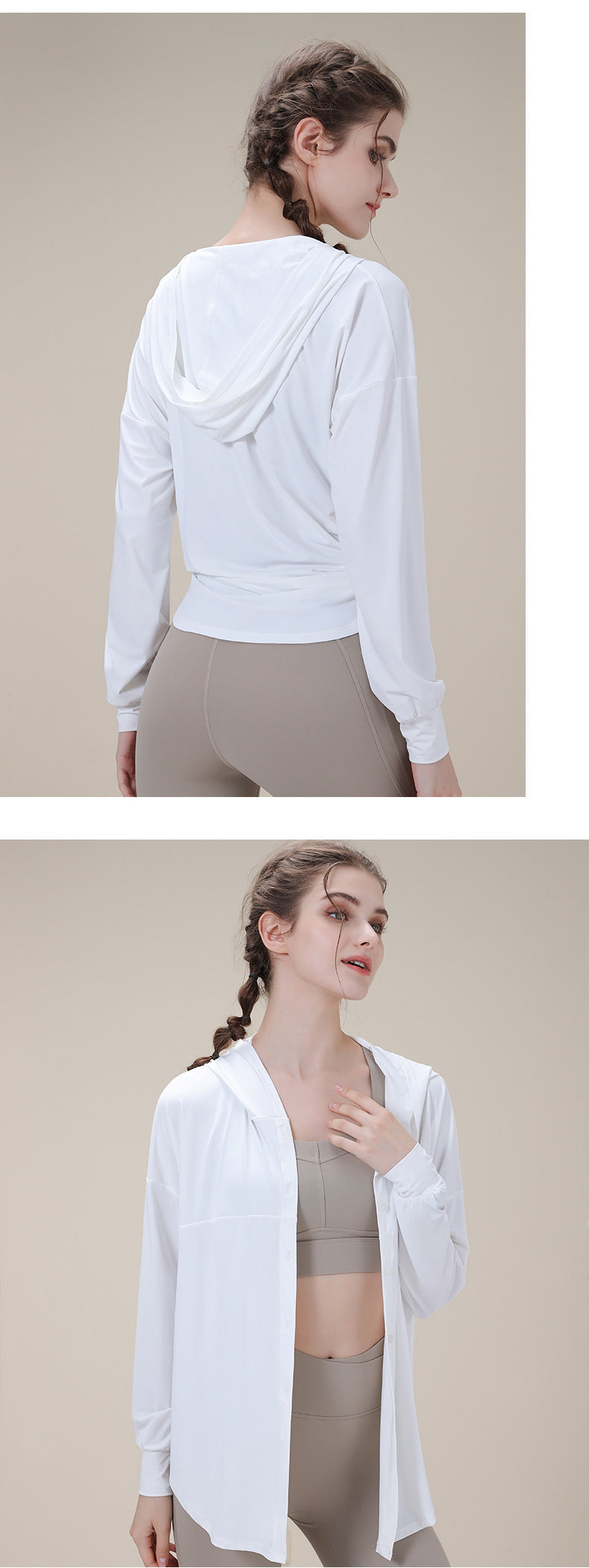 2023.08 Summer icy sun protection clothing UPF50+ anti-UV light and breathable skin clothing loose hooded long-sleeved sun protection clothing