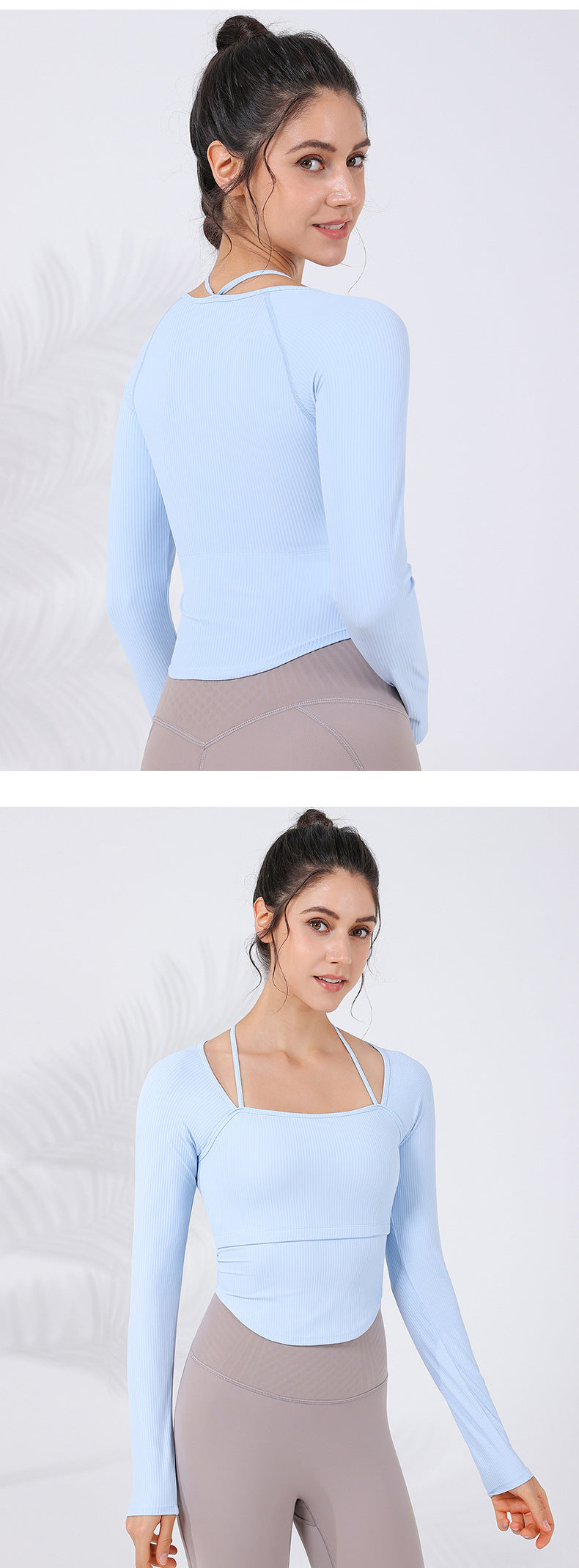 2023.09 New slimming ribbed thread shaping slimming sports T+ underwear two-in-one yoga clothing curved hem covering meat fitness clothing