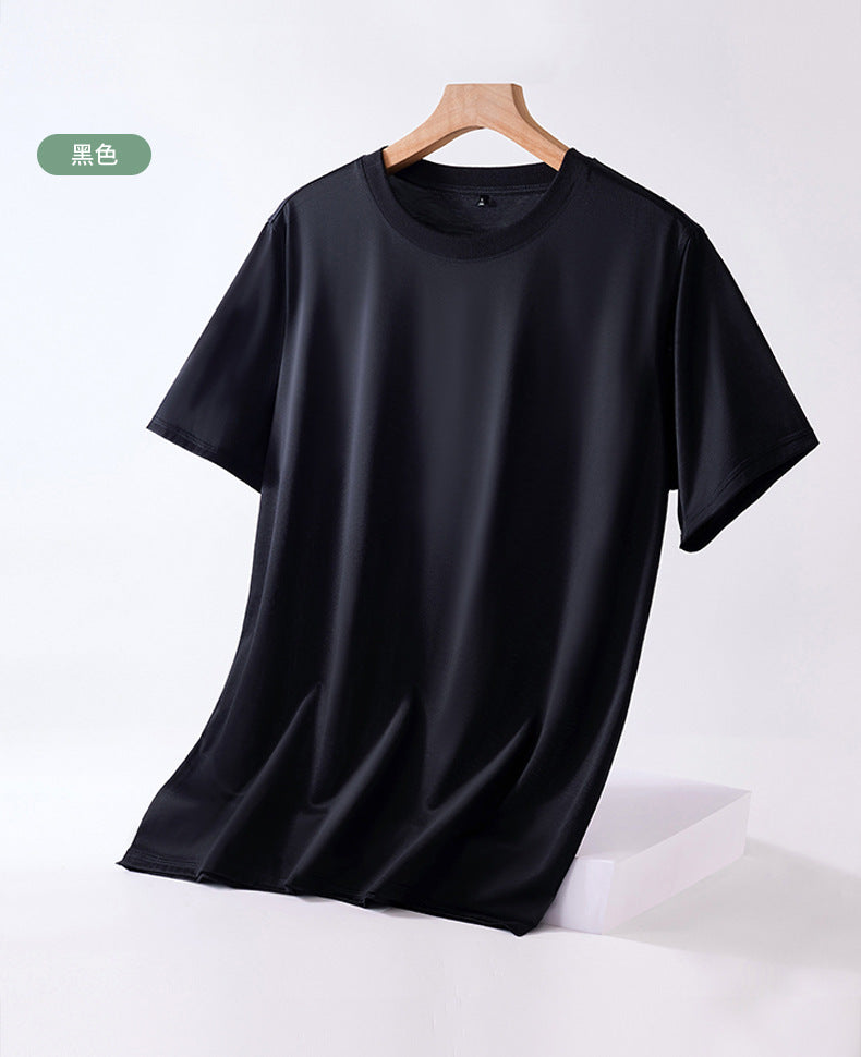 Linen short-sleeved t-shirt men's spring and summer thin section solid color round neck top 2023 casual all-match linen cotton bottoming shirt