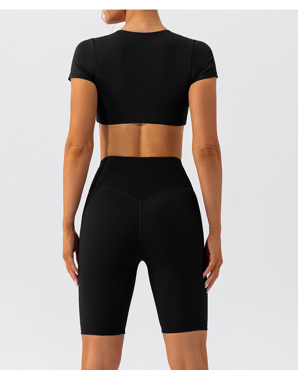 yoga clothing shorts suit short-sleeved beautiful back running sports yoga clothing suit for women