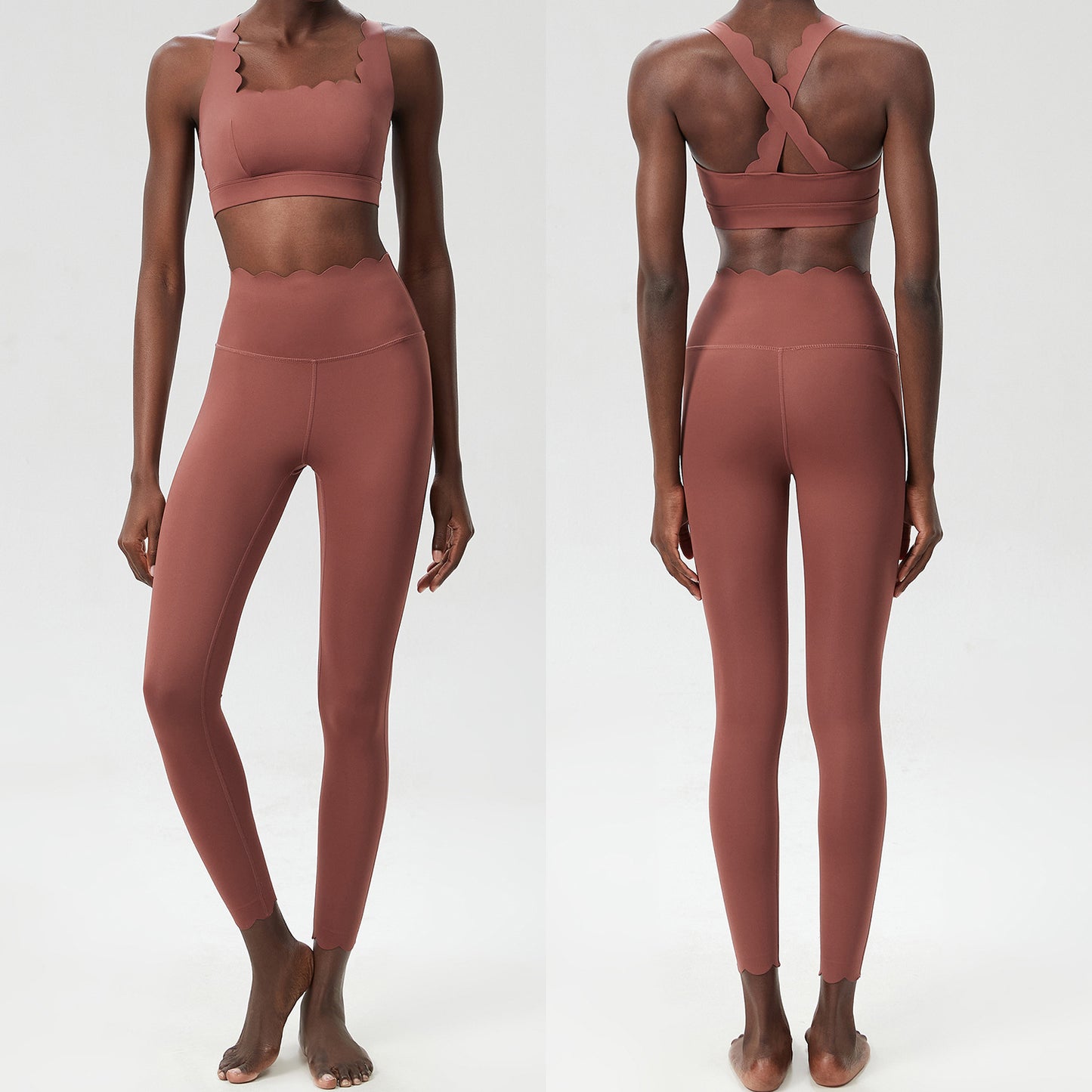 09/2024 Liquid glue small wave yoga suit women's large size tight sports fitness clothes two-piece quick-drying clothes