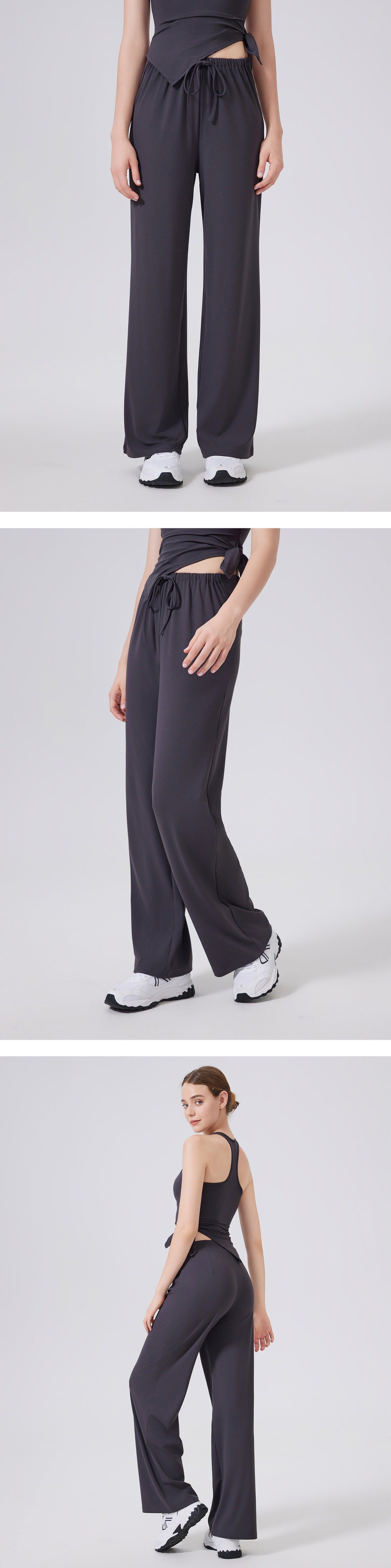 08/2025 High-waisted, hip-lifting, loose-fitting straight-leg trousers for women, featuring a nude look, perfect for running, slimming, fitness, and casual yoga.
