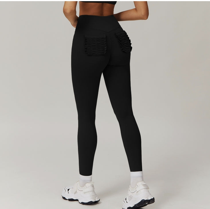 11/2024 High waist hip-lifting nude yoga pants running fitness wide-leg flared pants casual sports trousers 9139