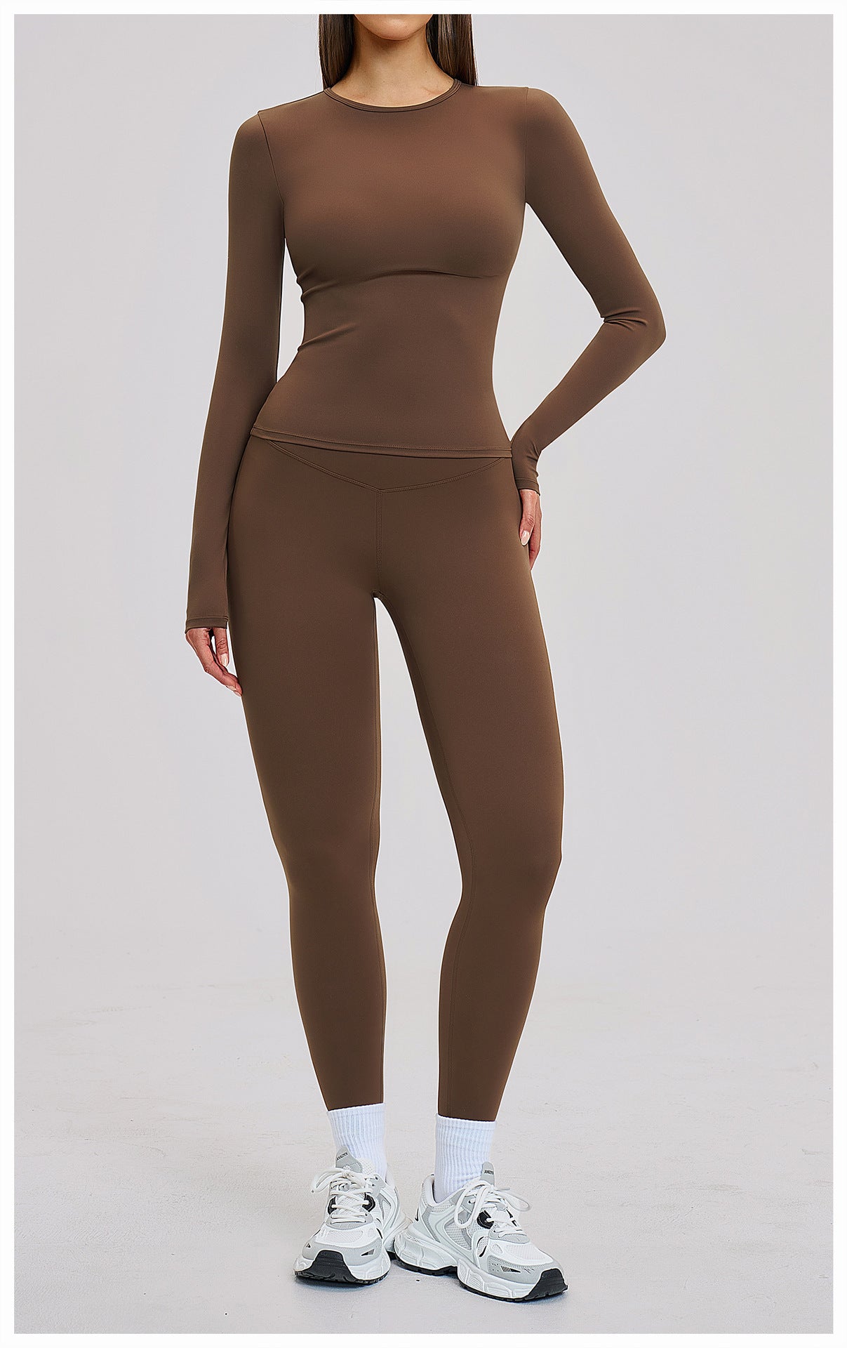 02/2026 Yoga set, brushed microfiber tight-fitting sport and casual outfit for women, outdoor running and fitness set, 8519
