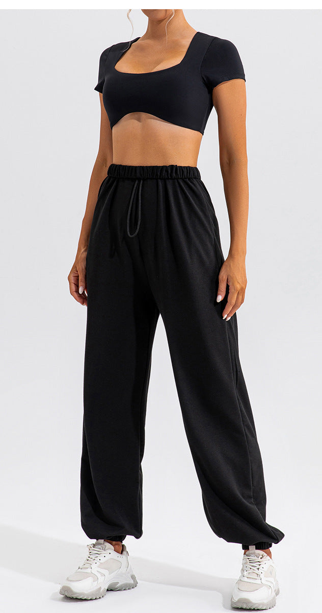 yoga clothing short-sleeved women's navel running sports top women's quick-drying naked fitness short-sleeved T-shirt