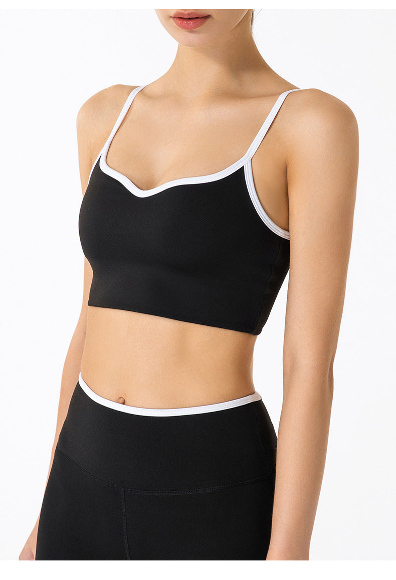 color contrast sports bra women's running fitness clothes gathered breasts bra tight tops women