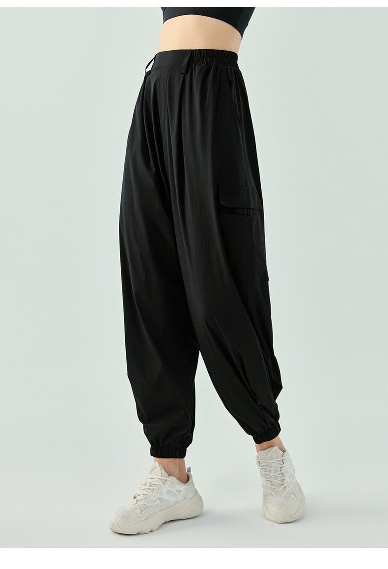 2023.09 New autumn and winter breathable loose vertical fitness pants ultra-thin breathable quick-drying running track pants for women