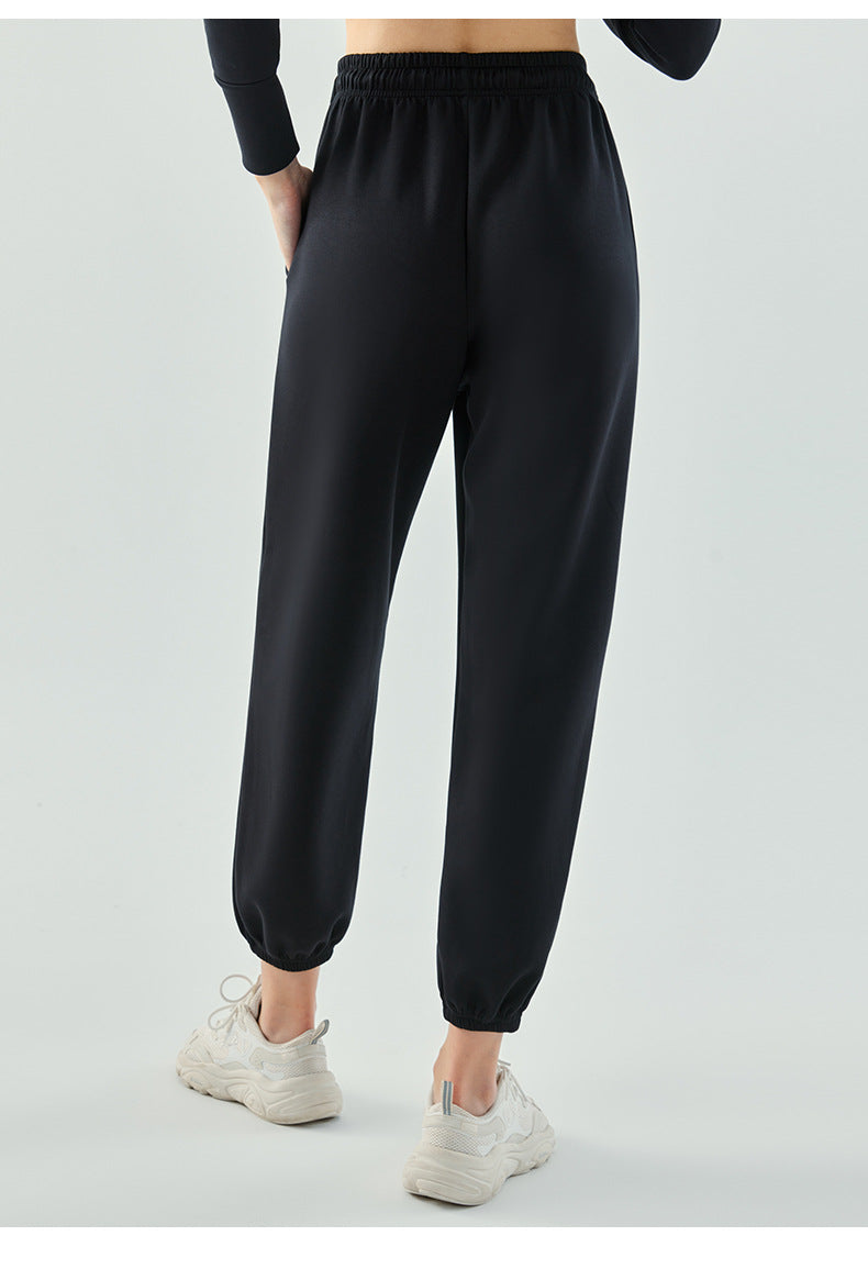 2023.08 sports pants women's soft waxy air layer beam running pants exercise loose casual wide-leg solid color fitness trousers