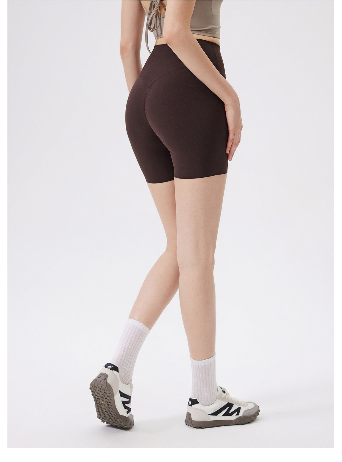 12/2025 fouregg One-Size-Fits-All Yoga Shorts Nude-Feel High-Waist Gym Biker Shorts DK3231