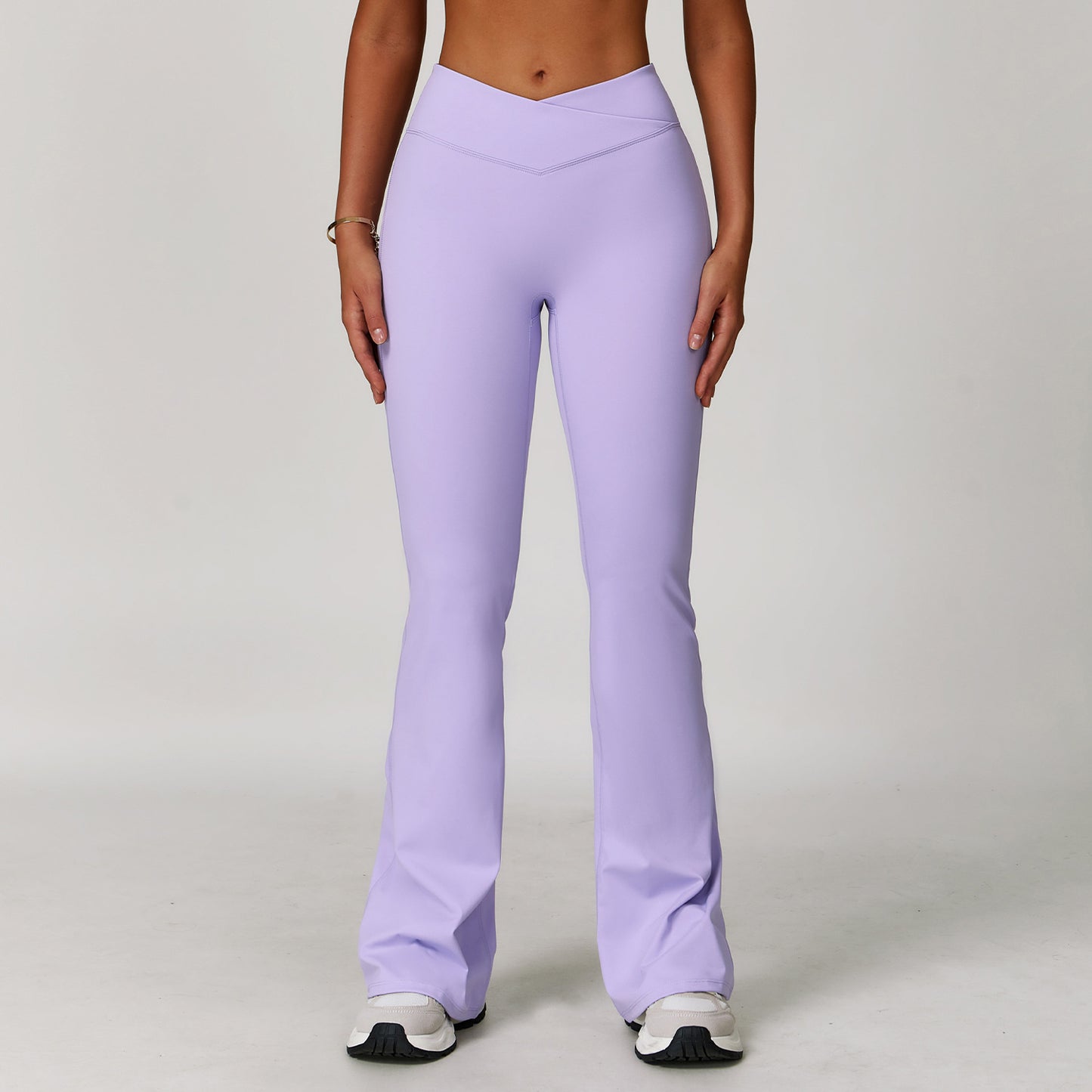 03/2025 Yoga pants cross high waist running sports casual tight all-fit flared pants women 9177