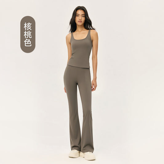 Wholesale Premium Nylon Lycra Workout Set | Bulk Sculpting Yoga & Fitness Wear | fouregg - Walnut