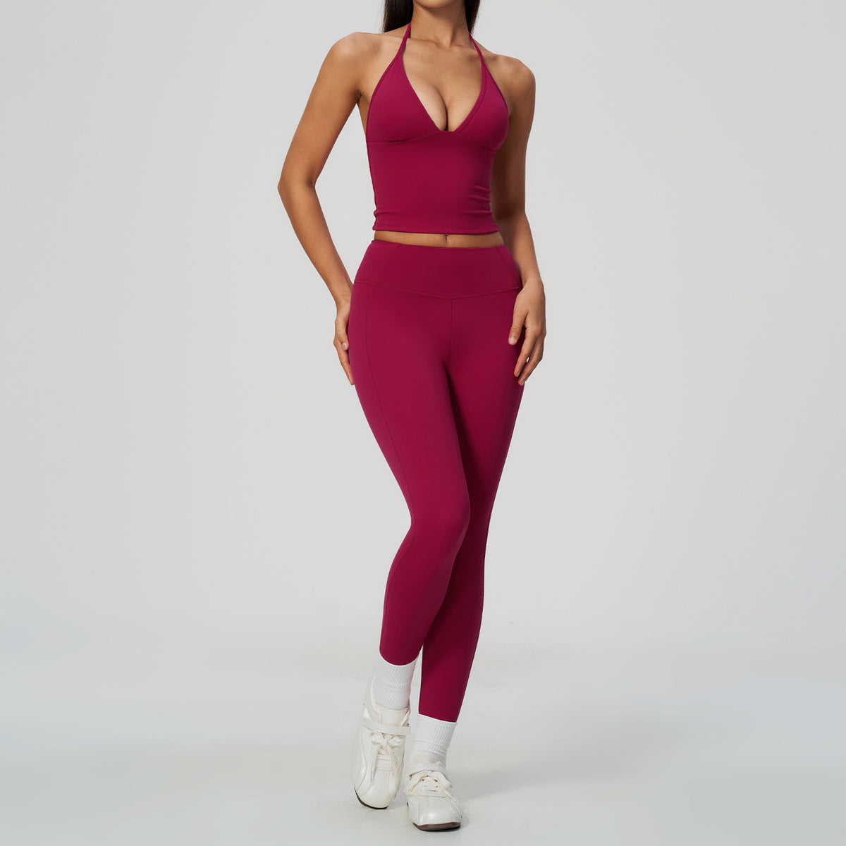 Wholesale Shockproof Halter Backless Workout Set | High-Stretch Butt-Lifting | fouregg