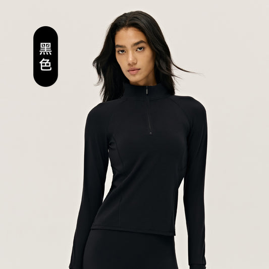 Wholesale Women’s Premium Lycra Sports Jacket | Bulk Long-Sleeve Fitness & Yoga Wear | fouregg - Black