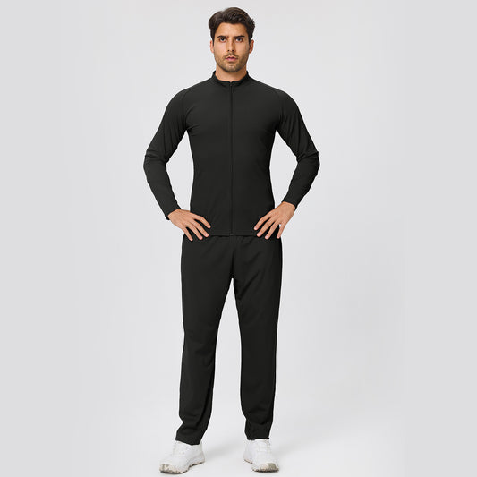 Wholesale Men’s Winter Sports Set | Bulk Lightweight Fleece Fitness & Casual Wear | fouregg - Black