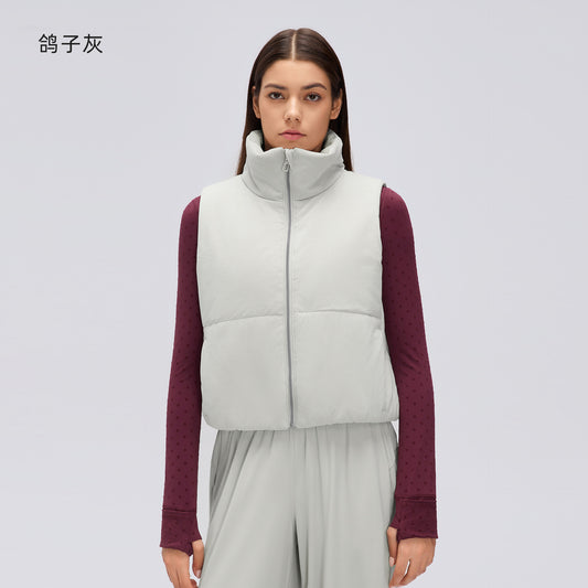 Wholesale Women’s Winter Padded Vest D26113 | Relaxed-Fit Minimalist Sleeveless Jacket | fouregg - Dove Gray