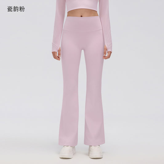 Wholesale Women’s Thermal Flare Yoga Pants D26129 | Warm Sculpting Pilates & Fitness Leggings | fouregg - Porcelain Pink