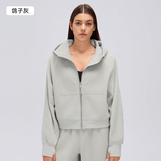 Wholesale Women’s Winter Hoodie Jacket D26119 | Loose-Fit Cropped Casual Sportswear Top | fouregg - Dove Gray