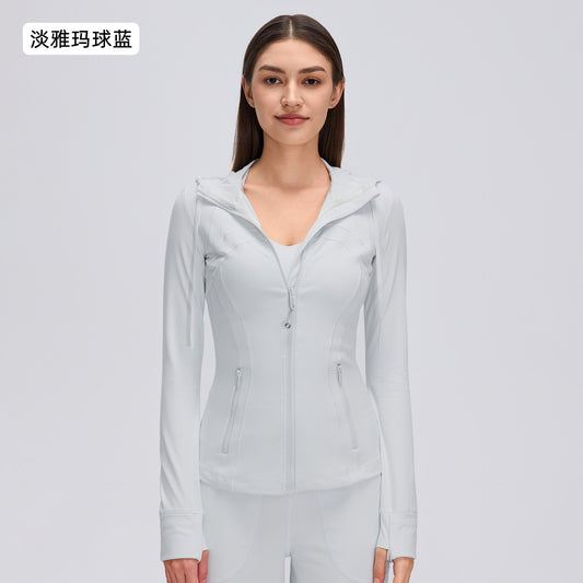 Wholesale Women’s Pilates Sports Jacket D26162 | Slimming Long-Sleeve Fitness & Yoga Outerwear | fouregg - Soft Mazarine Blue