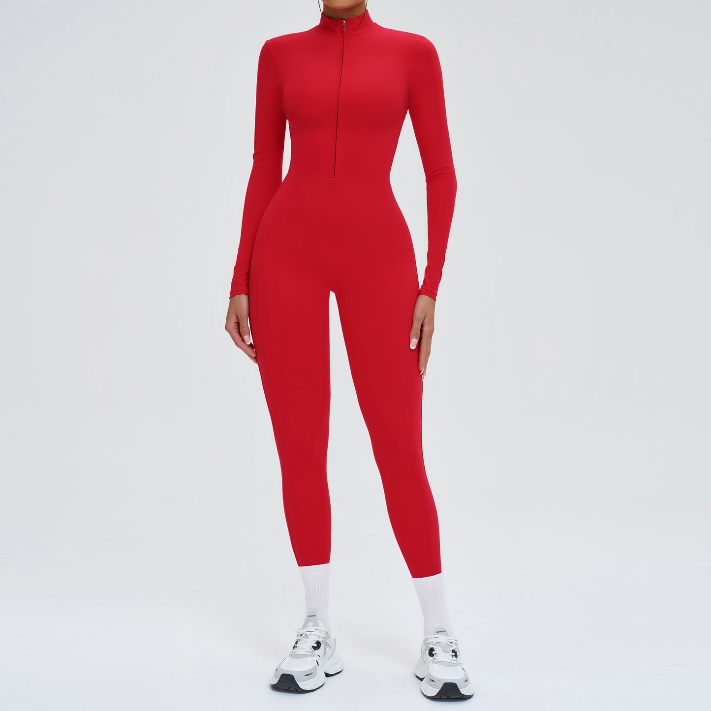02/2024 Spring high-intensity sports long-sleeved one-piece yoga wear zipper nude fitness one-piece tights 8306