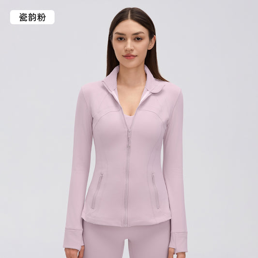 Wholesale Women’s Winter Activewear Jacket D26126 | Slimming High-Neck Outdoor Cycling & Fitness Top | fouregg - Porcelain Pink