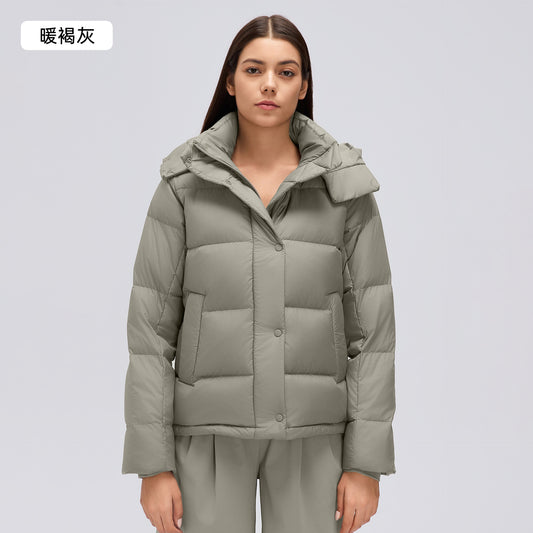 Wholesale Women’s Thickened Down Puffer Jacket D26150 | Slim-Fit Adjustable-Waist Winter Outerwear | fouregg - Warm Taupe