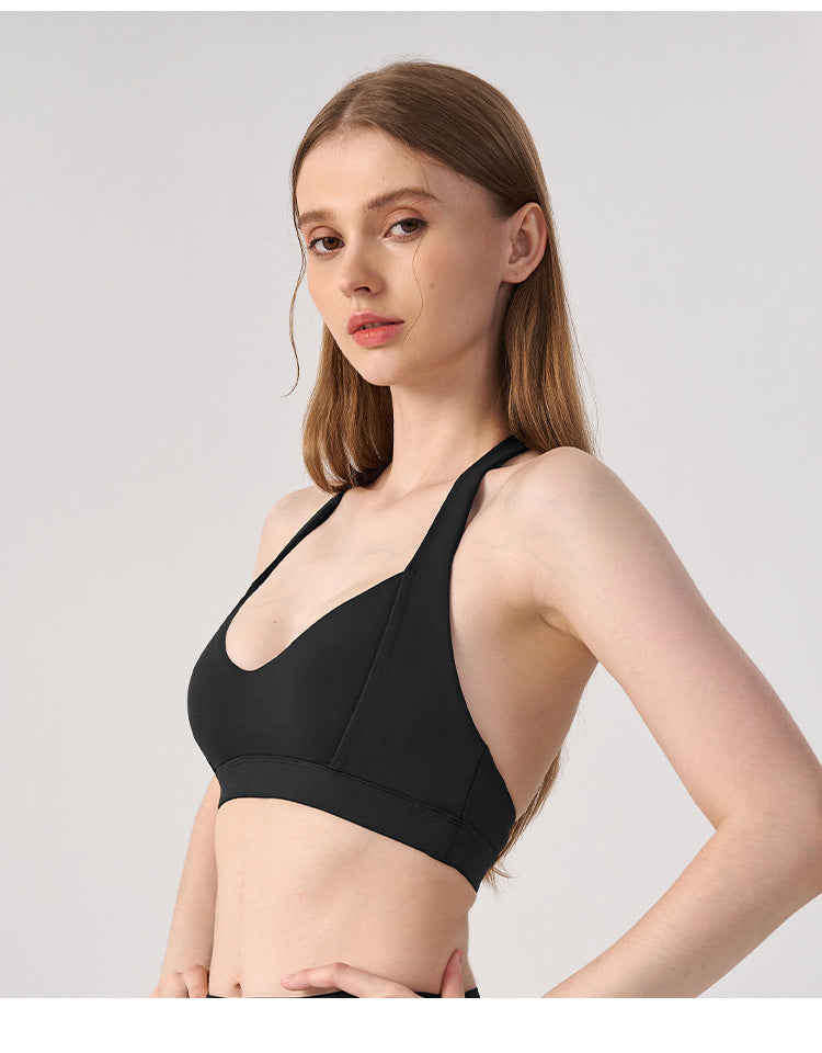 Wholesale Women’s Open-Back Sports Bra | Shockproof Supportive Yoga & Running Crop Top | fouregg