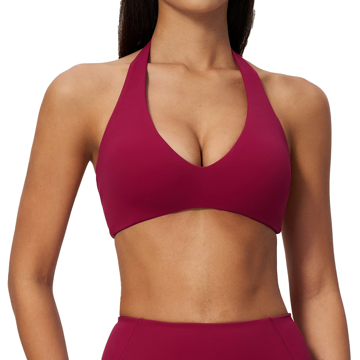 Wholesale Soft-Brushed V-Neck Sports Bra | Cutout-Back Shockproof | fouregg
