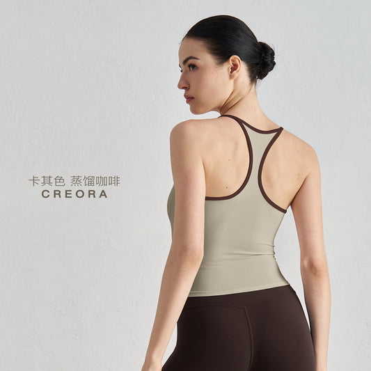 03/2025 TJWX52007 Sports underwear women fixed cup running vest shock-proof gathering beauty back fitness halter summer top yoga wear bra
