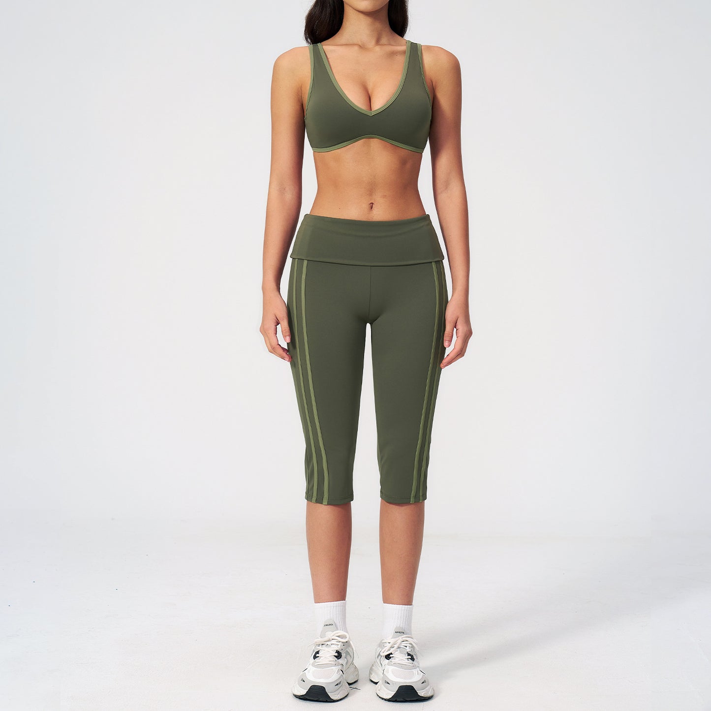 Custom Private Label 3588 New High Elasticity Fold-Over Waistband Yoga Set | Naked-Feel | Wholesale | fouregg