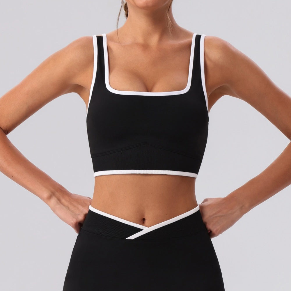 Custom 2026 New Western Style Color-Block Sports Bra | Beautiful Back Design | Wholesale | fouregg