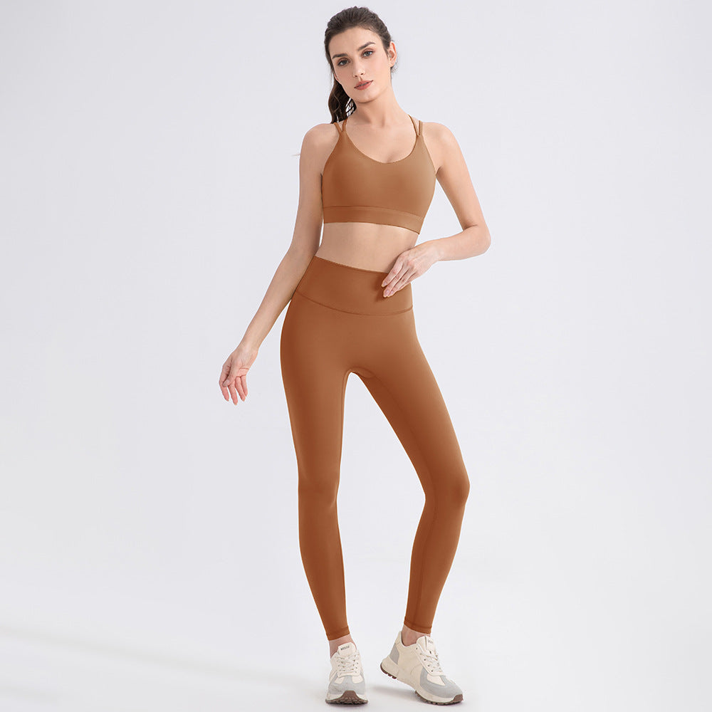 Wholesale Leggings Yoga Set | Bulk High-Shaping Lycra Suede Workout Set | fouregg