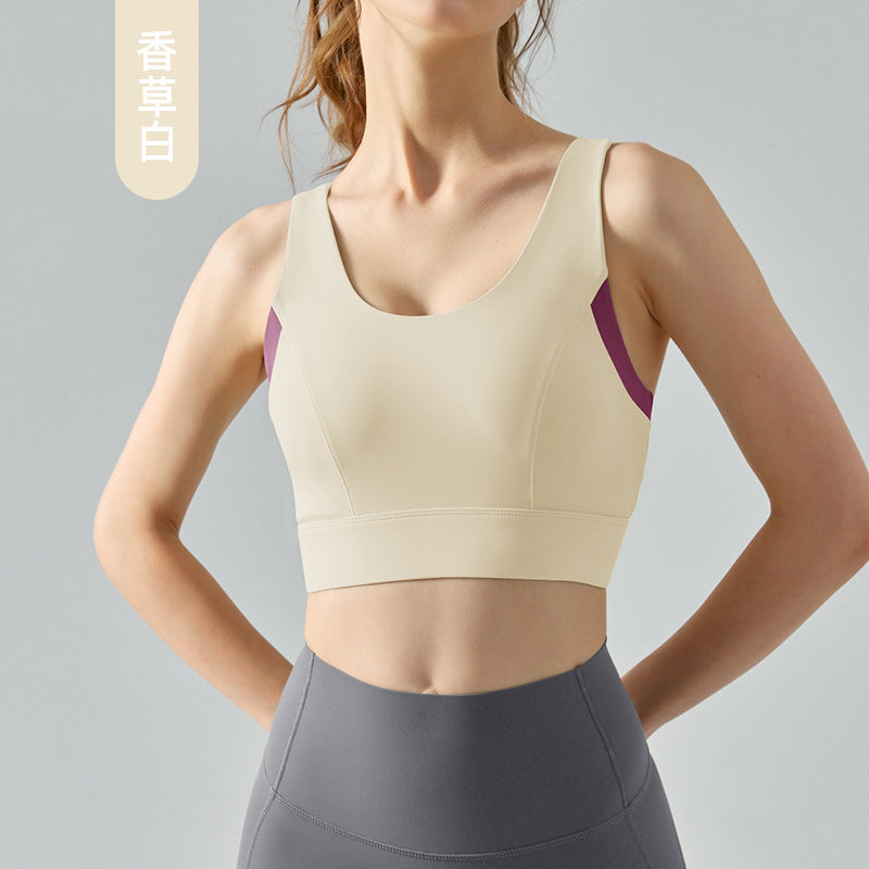 03/2023 Soutien-gorge de sport haute résistance avec coussinets de poitrine monobloc, agrafe dorsale sans couture, gilet de yoga, antichoc, push-up et soutien-gorge de yoga sculptant le dos