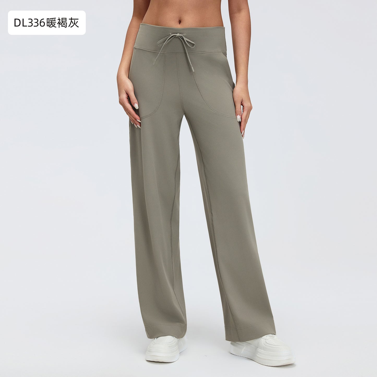 09/2024 Nouveau double 6 nylon taille haute pantalon droit ample et confortable avec élastique sport loisirs yoga pantalon femme DL336