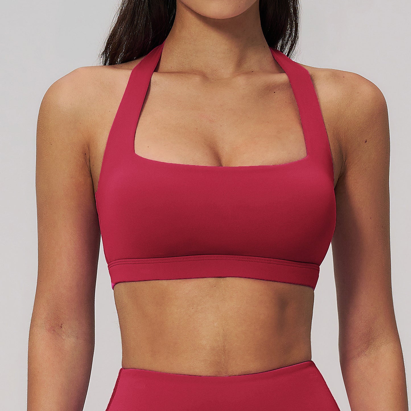 06/2025 Summer halter neck cloud sense yoga bra hollow beautiful back yoga clothes running fitness high strength sports underwear 3091