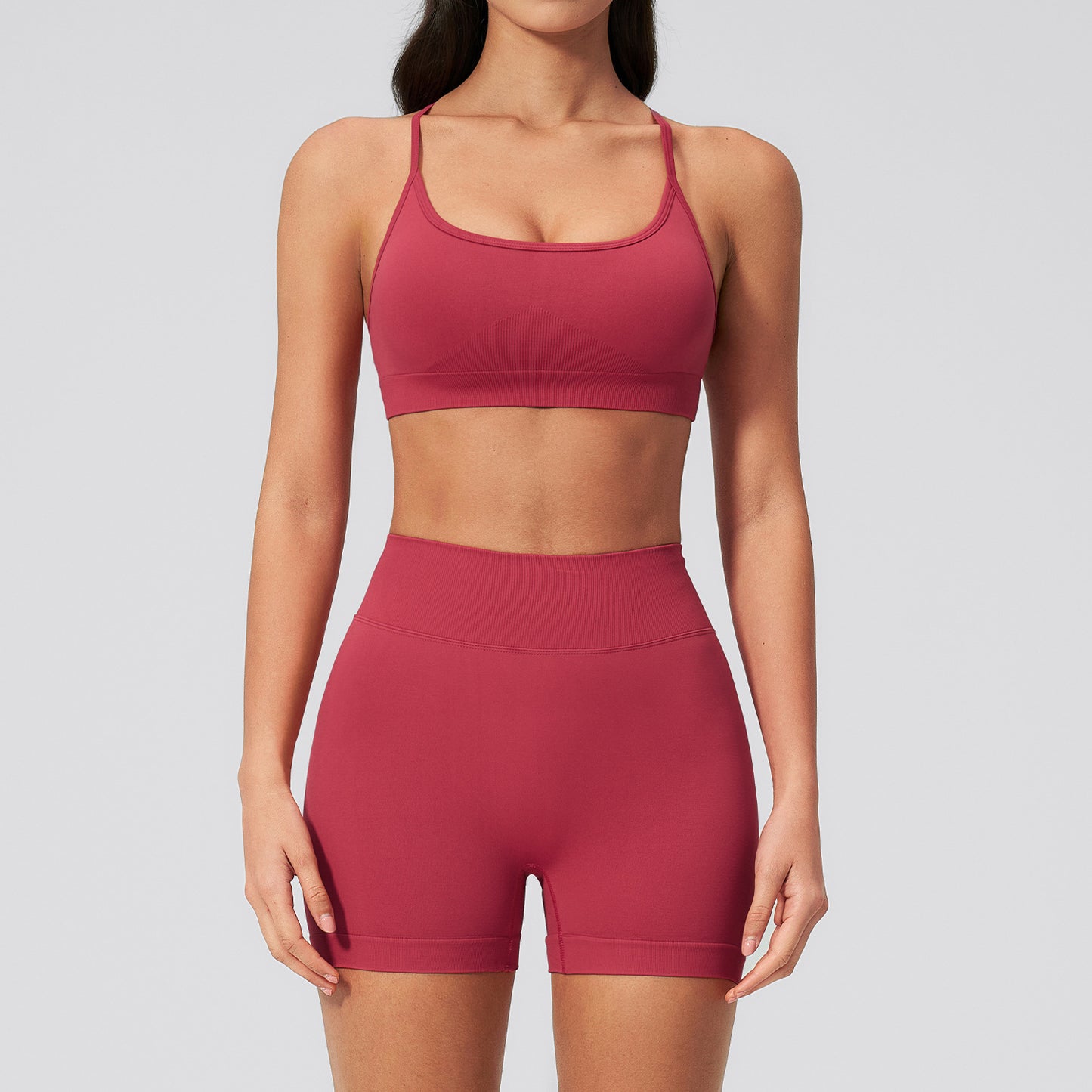 03/2023 link-1 TZ7137 Europe and the United States seamless back yoga suit running fast dry tight sports fitness suit women TZ7137