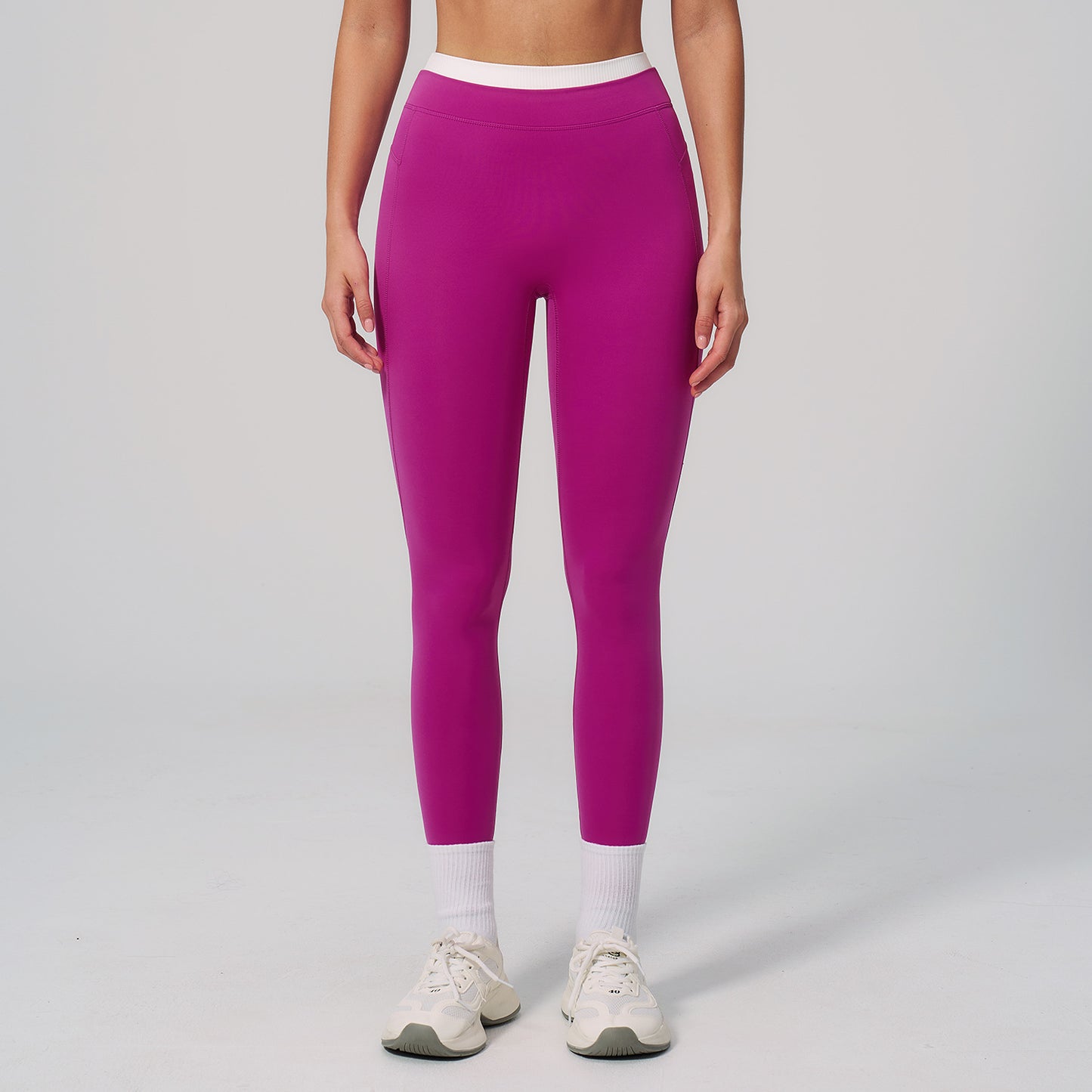 10/2025 Yoga long pants, ribbed high-waisted color-blocked tight-fitting long pants, women's sports running fitness wear 3129