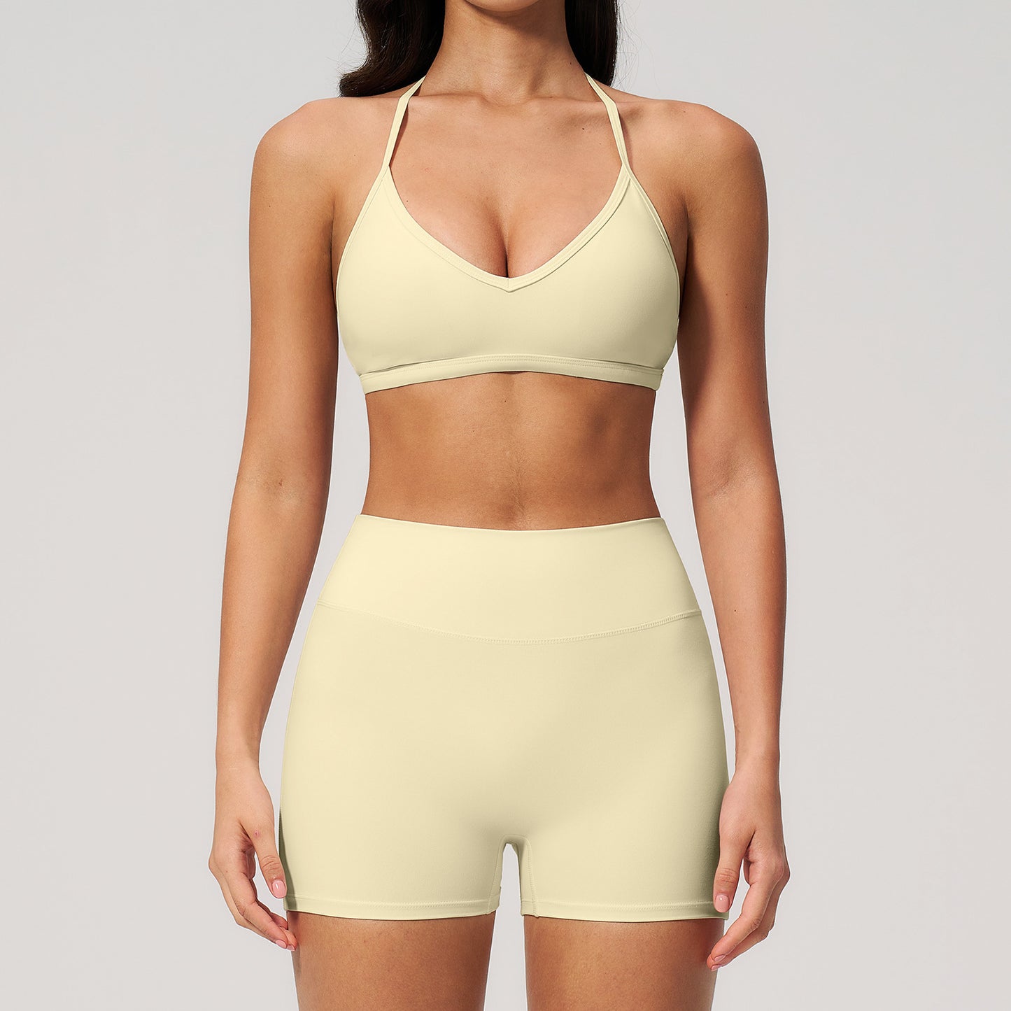 Wholesale Halter Neck Yoga Set | Tight Fit Gym Workout Outfit 5555 | fouregg