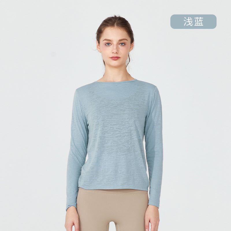 2023.09 Automne nouveau gilet de fitness léger pour femme à séchage rapide, manches longues, maillot de sport ample, chemise respirante, t-shirt, vêtements de yoga