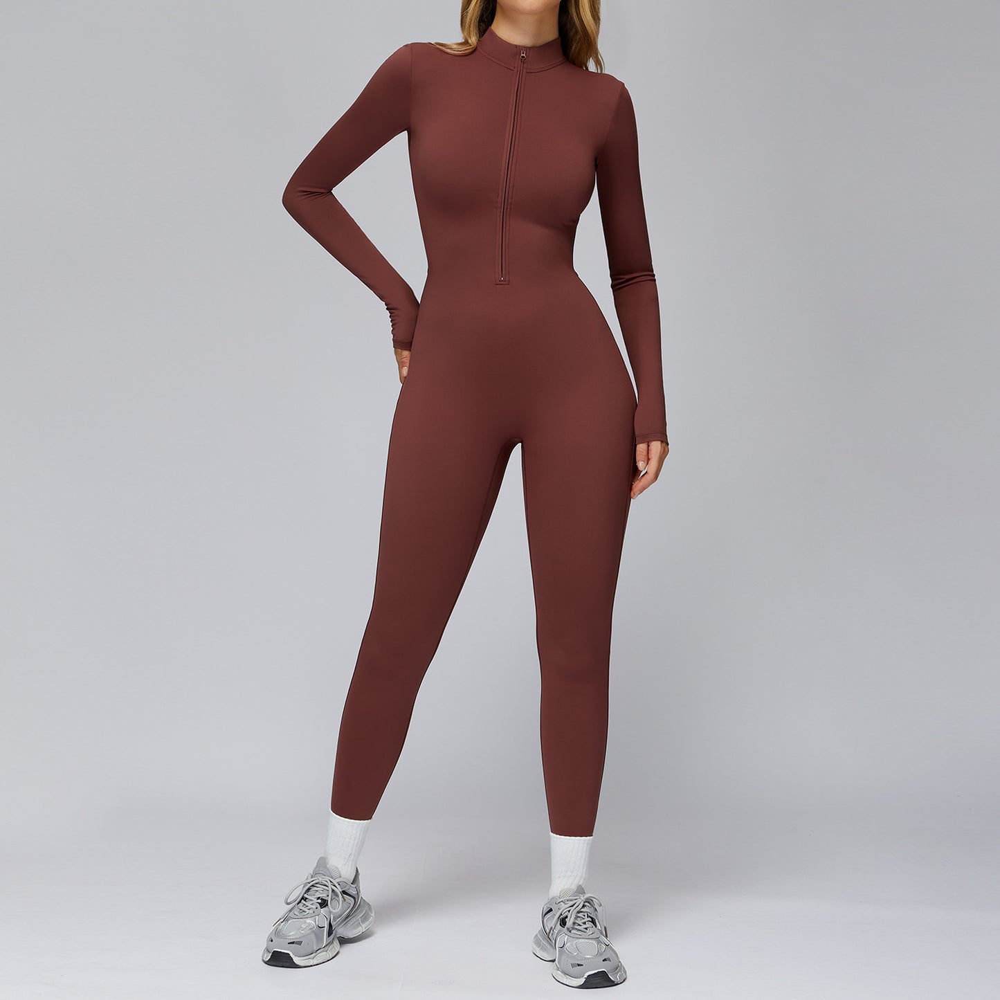 08/2025 Autumn and winter jumpsuit tight plus velvet yoga jumpsuit outdoor warm jumpsuit running fitness clothes 8445