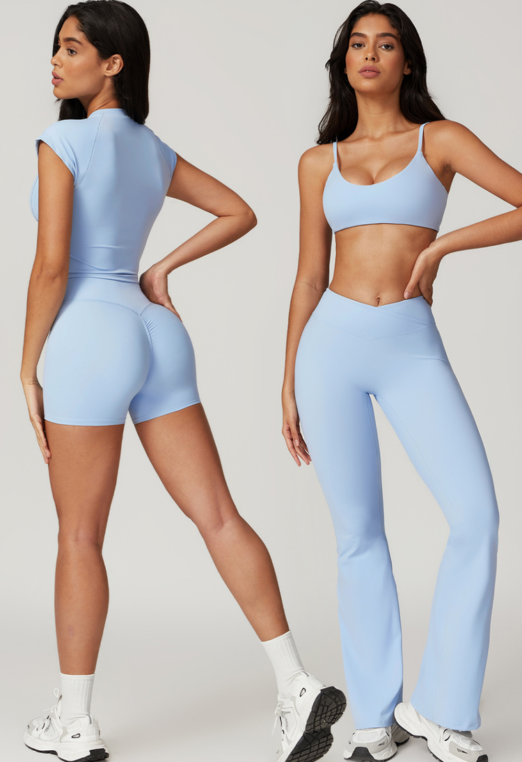 Custom recycled fabric yoga set for private label sustainable brands - FOUREGG