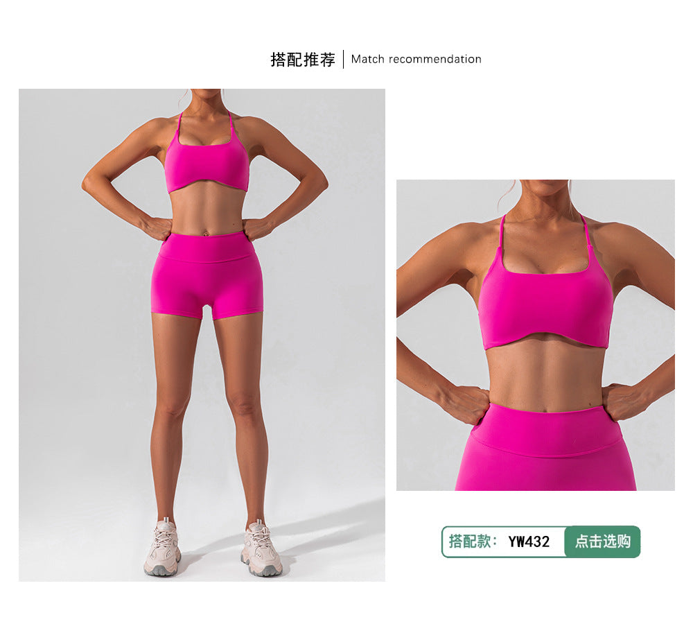 Women Shorts high-waist fitness shorts without embarrassing lines double-sided brushed yoga pants women's hip-lifting tight sports shorts