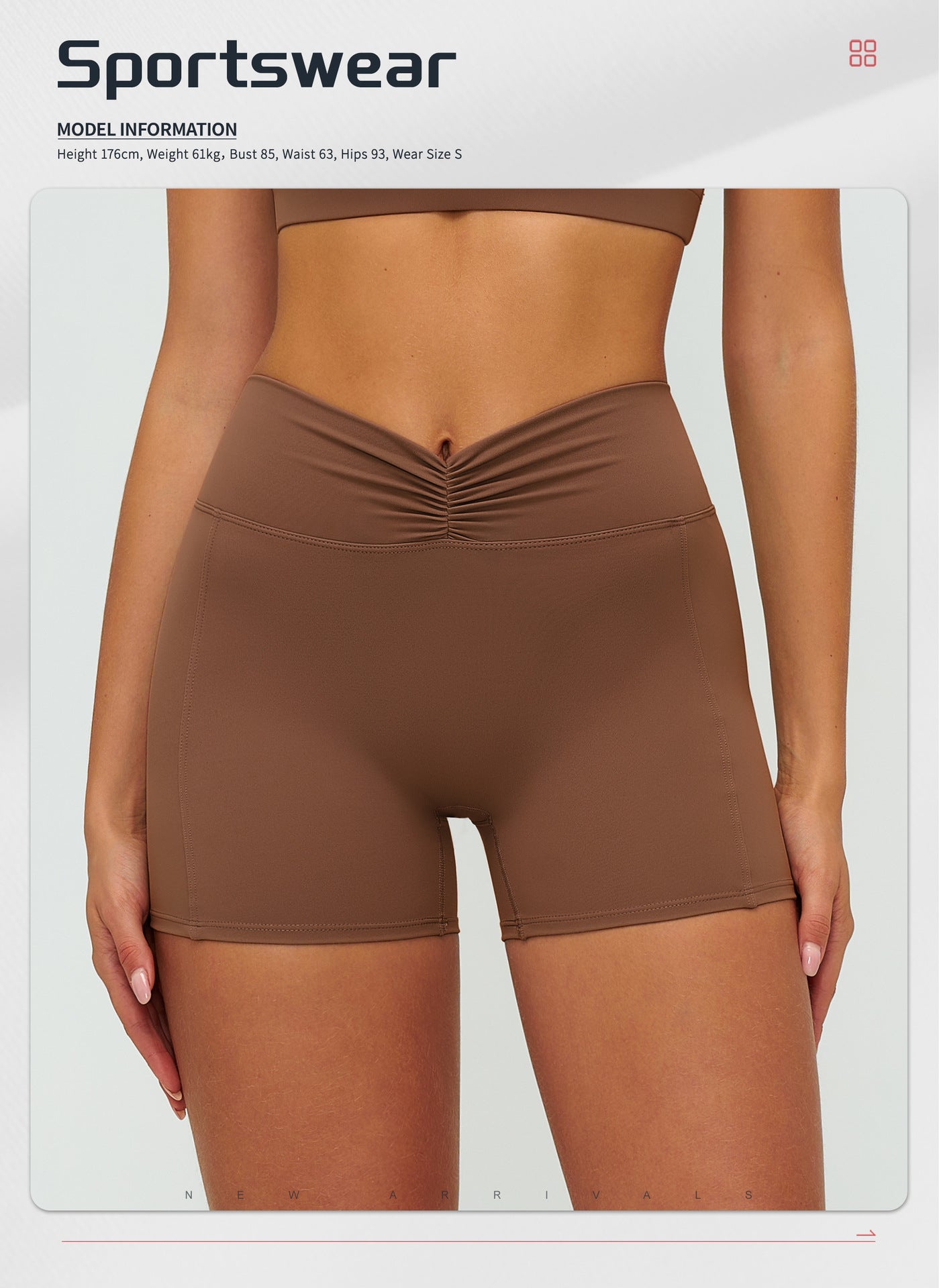 12/2025 Women's high-waisted, brushed yoga shorts with pleats and hip-lifting design, perfect for outdoor running and sports (style number 9313).