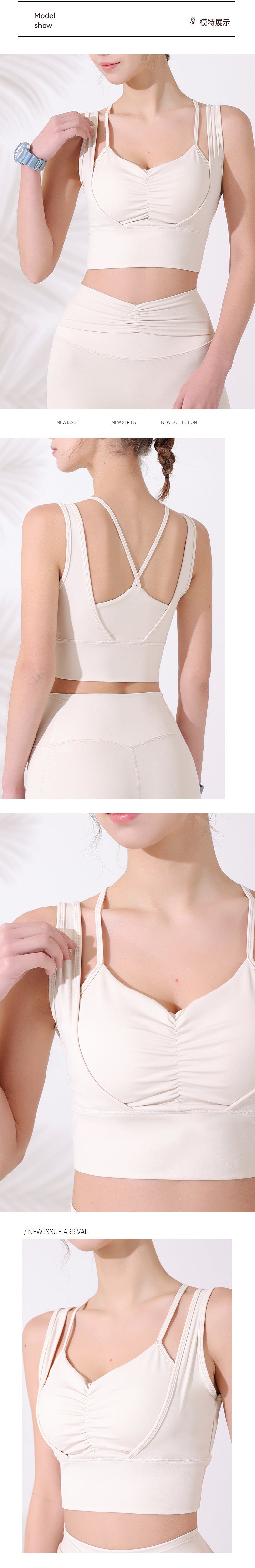 Sports underwear women's double shoulder straps bra women's yoga fitness front running shockproof