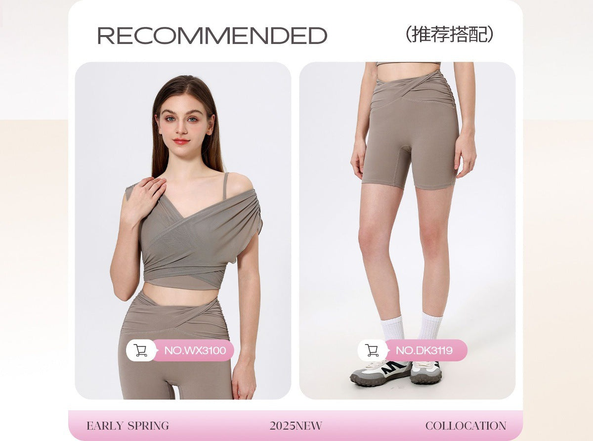 12/2025  fouregg Ruched Booty Yoga Shorts Nude-Feel High-Waist Gym Biker ShortsDK3119