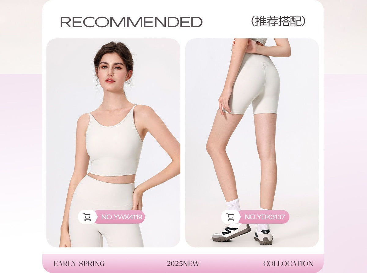 12/2025 fouregg Cloud-Feel Yoga Shorts Peach Lift High-Waisted Gym Biker Shorts YDK3137