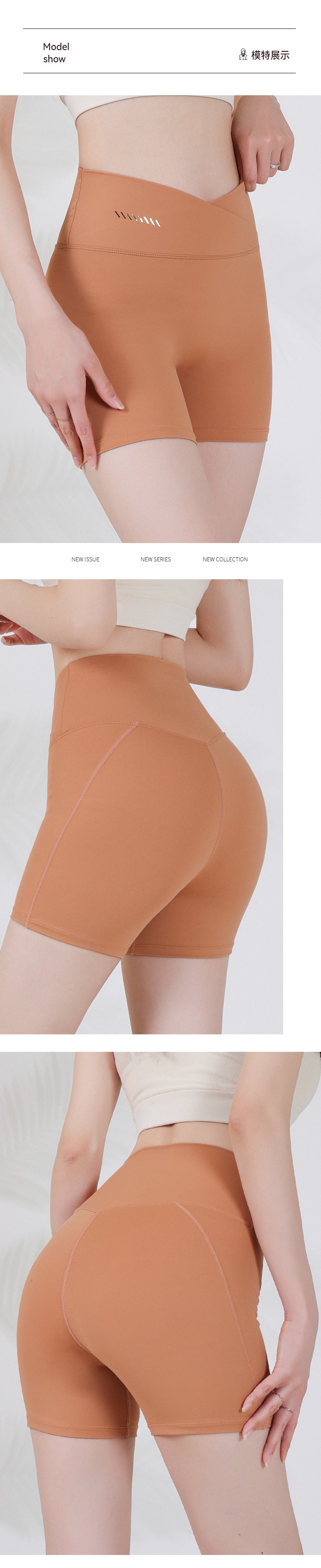 V waist thin sports shorts women's pocket fitness net red peach buttocks yoga buttocks hot pants